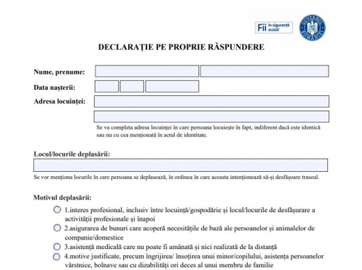 Declarație pe proprie răspundere: trebuie sau nu completată ora deplasării?